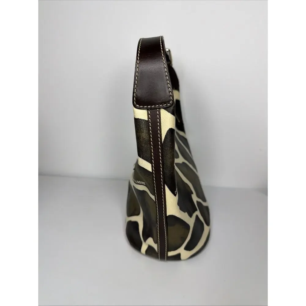 Vintage Dooney & Bourke Giraffe Print Leather Hobo Shoulder Bag Y2K Excellent